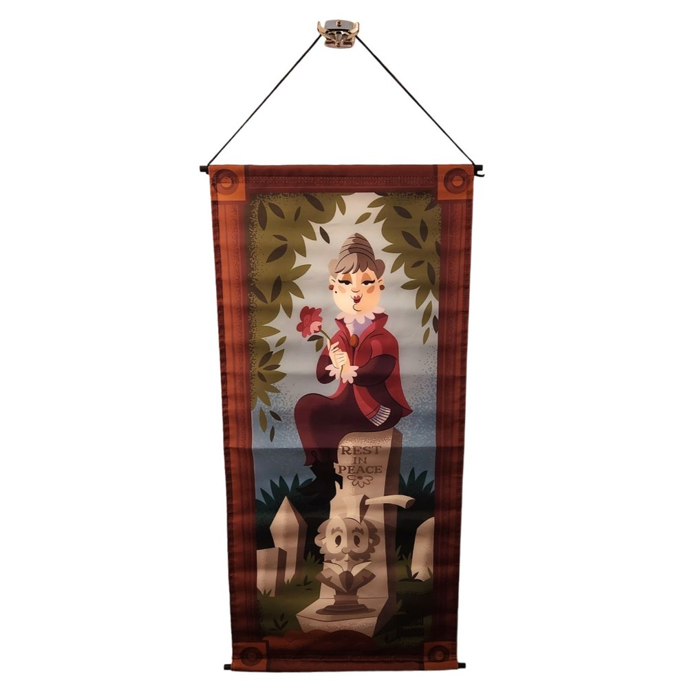 Disney Haunted Mansion Stretching Room Banner Rest in Peace Polyester 15"X34"